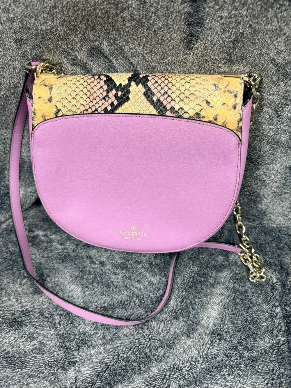 KATE SPADE NEW YORK MEDIUM CHAIN SADDLE BAG ROBYN EXOTIC PINK MAUVE